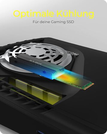 Охолоджувач для M.2 SSD ICY BOX, 10 мм, з алюмінію, 3x термопад, чорний (2280, без вентилятора)