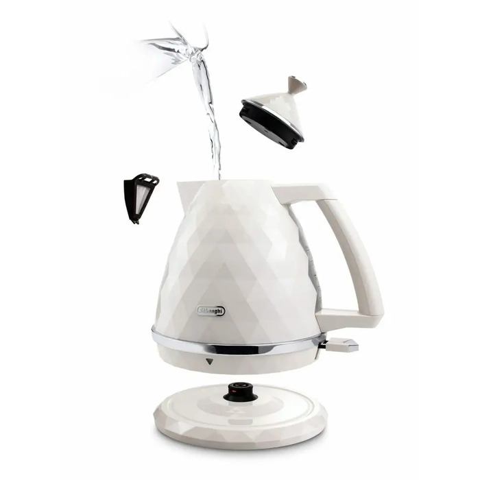 Електричний чайник De'Longhi Brillante KBJX2001W, 2000 Вт, 1,7 л, білий