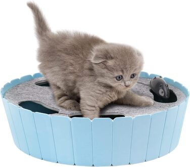 Інтерактивна електрична іграшка-миша Pawaboo для котів, килимок-лежак з котячою м'ятою, м'ячик для гри, для кошенят, зелено-блакитна