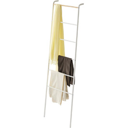 Yamazaki 2813 TOWER Leaning Clothes Rack, Steel/Wood, Minimalist, 45 x 24 x 160 cm (White, Single)
