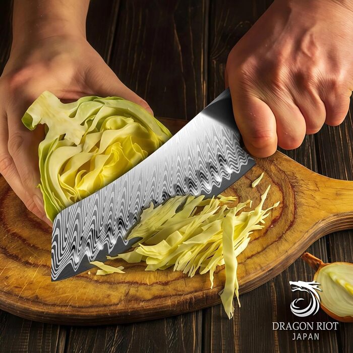 Набір кухонних ножів DRAGON RIOT 3 шт. з ергономічними дерев'яними ручками, японський кухонний набір (Kochmesser, Santoku, Allzweckmesser)