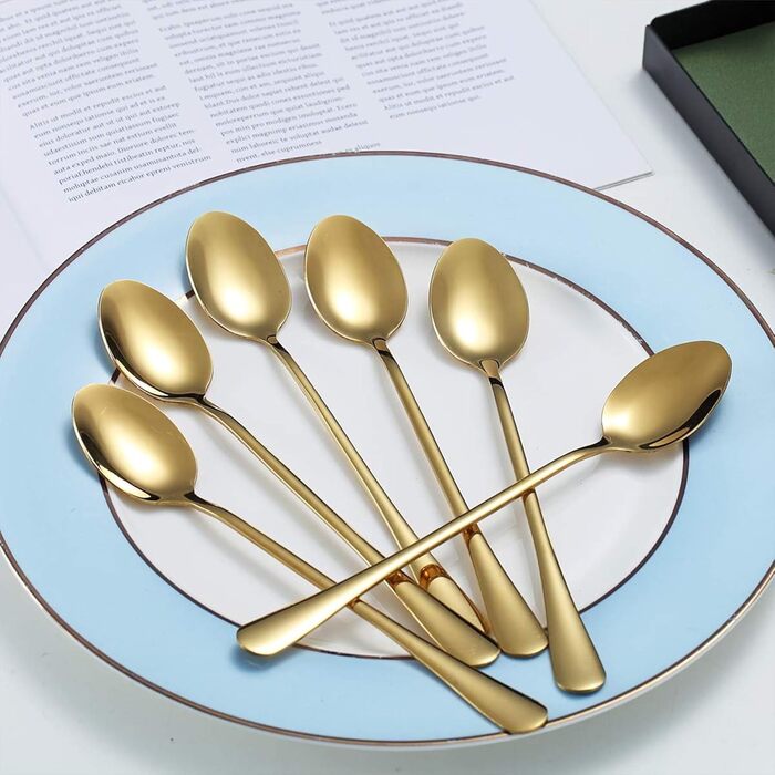 Набір ложок для коктейлів та напоїв Kyraton Edelstahl (6 шт.) з чорним титановим покриттям