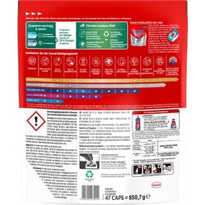 Капсули для посудомийних машин Somat Excellence 4in1, швидкорозчинні та без запаху, для ідеальної чистоти та блиску в Eco-режимі, 176 шт (47 шт x 4 пак)