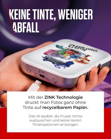 Canon Zoemini 2: Портативний фотодрук, Bluetooth 5.0, USB-C зарядка, Рожеве золото (Disney Limited Edition)