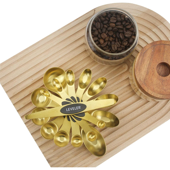 Magnetic Measuring Spoon and Cup Set of 13 for Kitchen, 8 Piece Double-Sided Magnetic Measuring Spoons with Leveler, 4 Piece Stainless Steel Measuring Cups for Measuring Liquid and Dry Ingredients