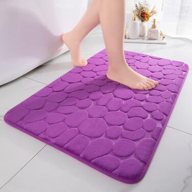 Килимок для ванної кімнати chakme з ефектом пам'яті (Memory Foam), гігроскопічний та протиковзкий килим у ванну та вітальню, фіолетовий, 60×120 см