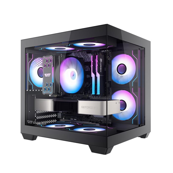 darkFlash C275P: ITX корпус для ПК з 3 RGB вентиляторами, міні-ПК, підтримка AIO 240 мм (білий/чорний)