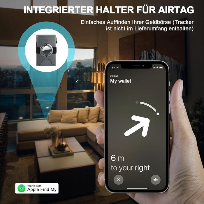 Чоловічий гаманець TOYFID з відділом для AirTag, 12 слотів для карток, відділення для паперових грошей, RFID захист, швидкодіюча кнопка виштовхування, алюміній, сірий