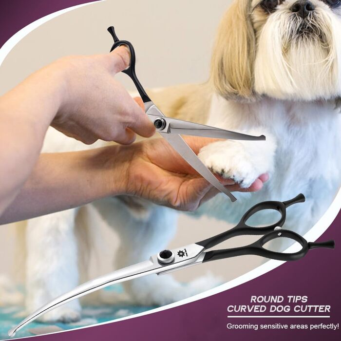 Ножиці для собак Dream Reach 6,5 дюйма, професійні, з нержавіючої сталі 440C, вигнуті, у подарунковій коробці