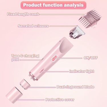 Електричний жіночий бритва 2-в-1 для тіла та зони бікіні, IPX7, USB-зарядка (Рожевий)