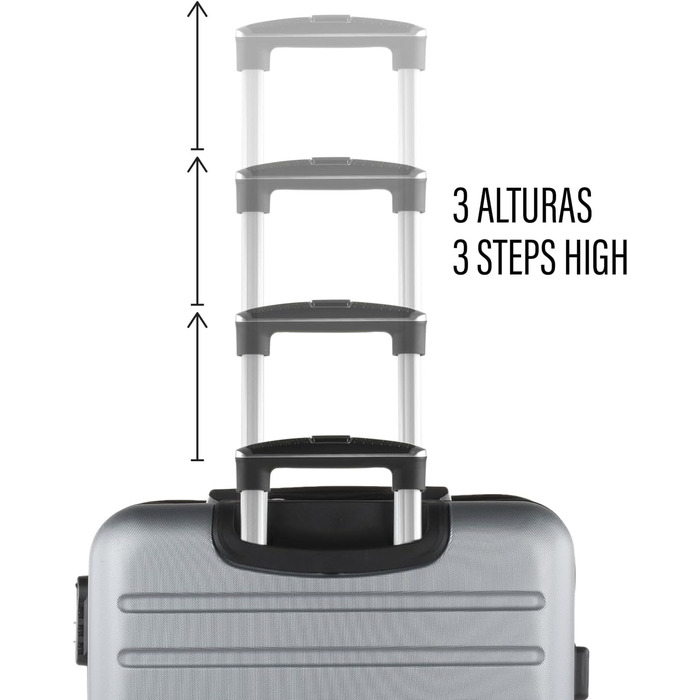 Чемодан валіза на колесах KPAT, валіза-тележка, валіза з жорсткого корпусу, срібна, S+L