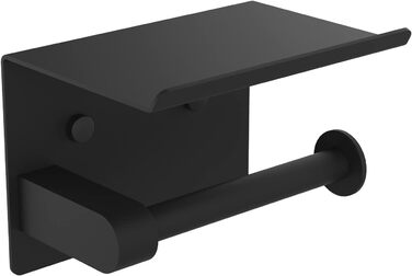 Тримач туалетного паперу Ibergrif з 2 способами монтажу, без свердління, з полицею, нержавіюча сталь, чорний