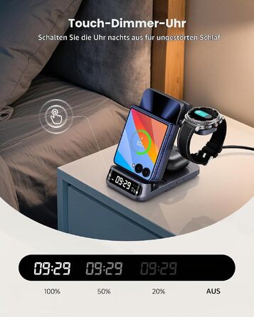 Бездротова зарядна станція 3-в-1 SwanScout 708F для Samsung Galaxy Z Flip 7/6/5/4/3, Galaxy Watch 8/7/6/5/4 та Galaxy Buds 3/2 Pro, індукційний зарядний пристрій (без адаптера)