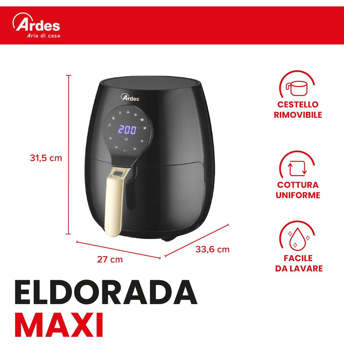 Фритюрниця Ardes Eldorada Maxi AR1K33 - 5л, чорна, з цифровим дисплеєм та таймером