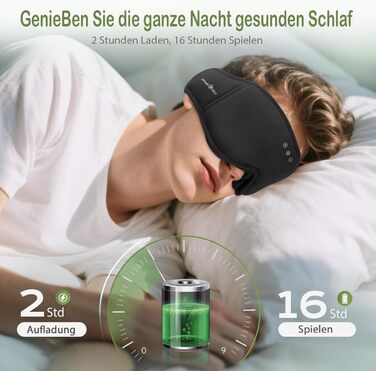 Маска для сну Musicozy з навушниками | 3D маска для сну з Bluetooth 5.4, Bio-Bambus Baumwolle, для подорожей, з навушниками, для чоловіків та жінок