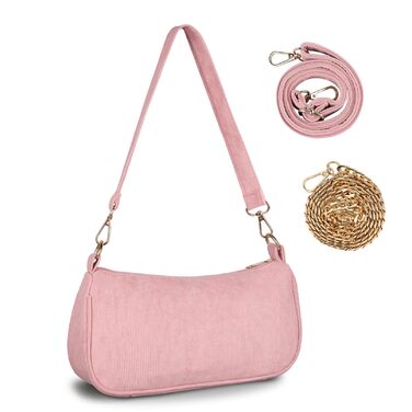 Сумка жіноча FITDON через плече міні Cord Hobo Bag Y2K рожева з 3 ремінцями