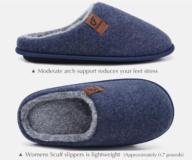 Тапочки жіночі COFACE з фетру, теплі, зручні, з м'якою підкладкою, з антиковзною гумовою підошвою, для дому та вулиці (Темно-синій, 37 EU)