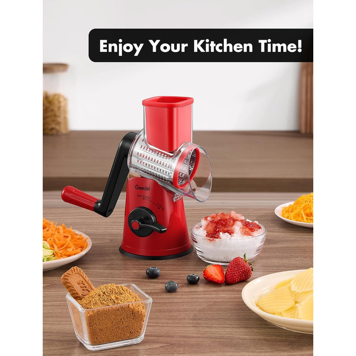 Трока для овочів та сиру з 3 наборами лез, біла (червоно-чорна, 5 лез)