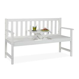 Relaxdays White Garden Bench with Table