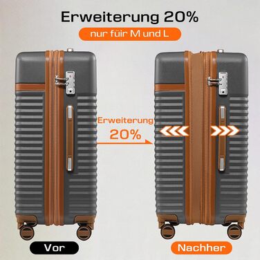 Набір валіз Joyway з ABS-пластику, розширюваний, на 4 колесах з TSA-замком (сірий, M)