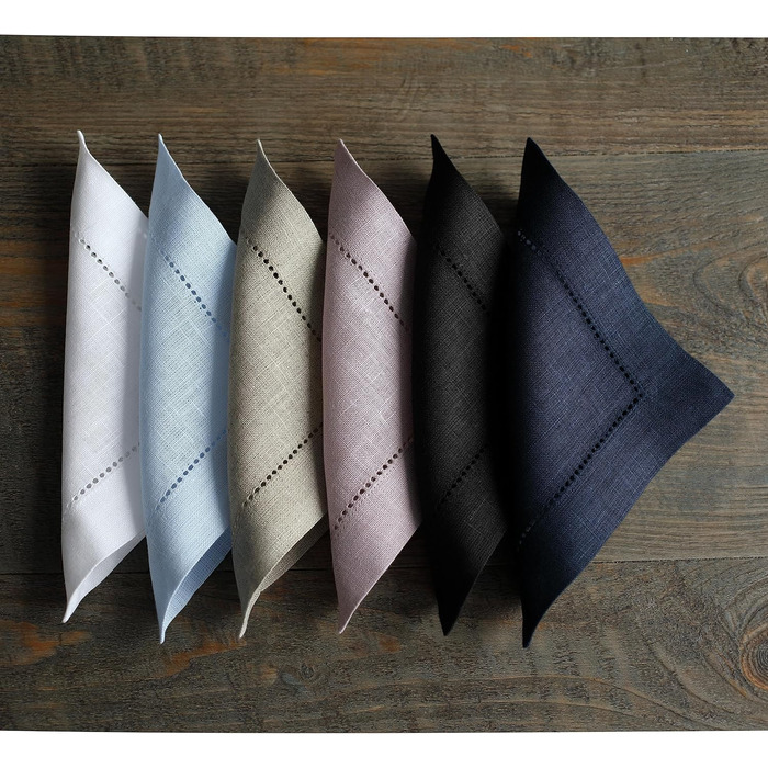 Лляні коктейльні серветки Solino Home з класичним хохлом, 15,2×15,2 см, 12 шт, 100% натуральний льон, фламінго-рожеві, для сервірування столу, весняний декор