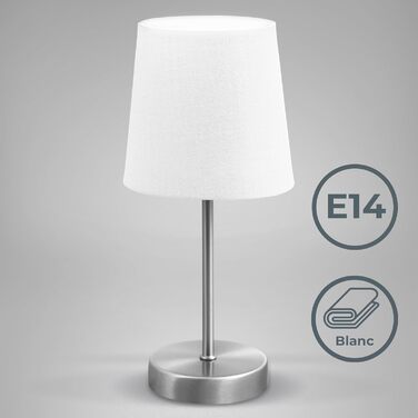 Вінтажна настільна лампа B.K.Licht з абажуром з тканини, з вимикачем на шнурі, 33x20 см, білий колір
