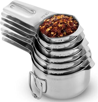 Measuring Spoon Set - Set of measuring cups and spoons – Premium measuring cups and spoons made of stainless steel for dry and liquid ingredients (Color : E)