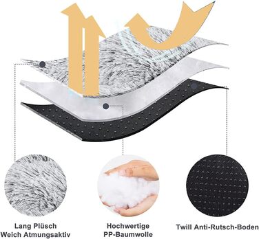 М'яке ліжко для собак SOAI, плюшеве килим для собак, корзина для собак, м'яке покриття, для середніх собак і котів (65x48 см) Бежеве
