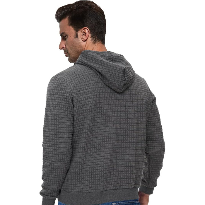 Чоловічий світшот Tansozer Basic з капюшоном, довгі рукави, в клітинку, темно-сірий