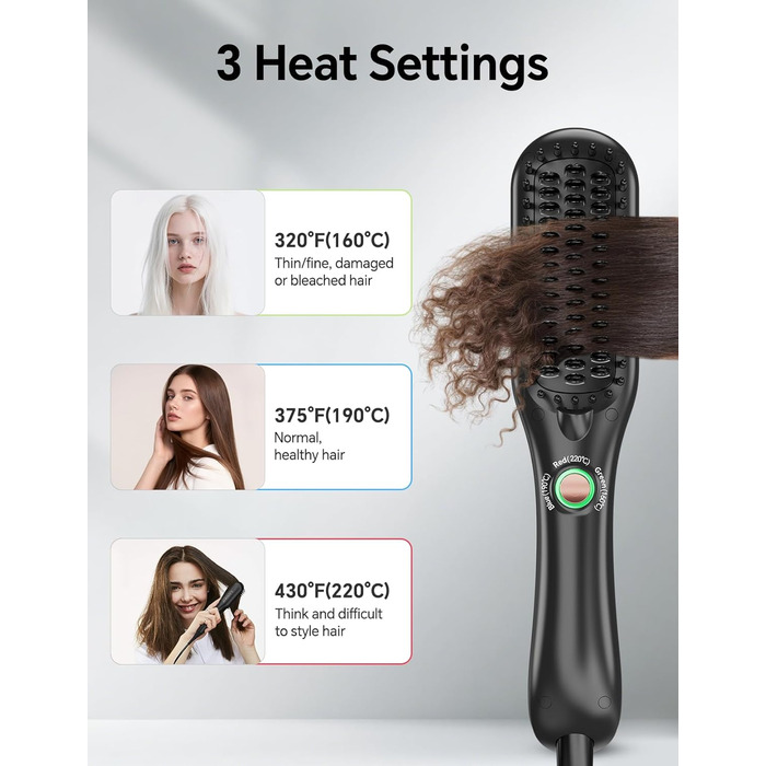 LANDOT Міні випрямляч для волосся 2-в-1: випрямляч та щітка для волосся. Компактний випрямляч для короткого та середнього волосся (Чорний)