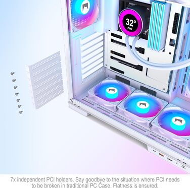 Корпус для ПК HYXN H1 ATX з 7 вентиляторами PWM ARGB, Mid Tower, Dual Chamber, Type-C, підтримка 3x360 мм кулерів (білий)