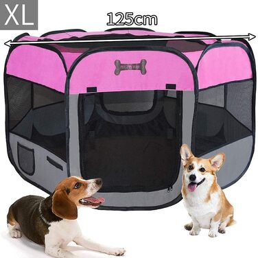 Вольєр для цуценят Melko 125x125x64 см, розкладний, для собак, котів, кроликів (Рожевий)