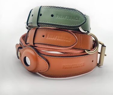 PawTrace Airtag Dog Collar Leather. Durable collar made of genuine leather compatible with Apple AirTag. More comfortable protection for small & large dogs. GPS dog band in brown. Adjustable (XS) XS (circumference 25-33cm)