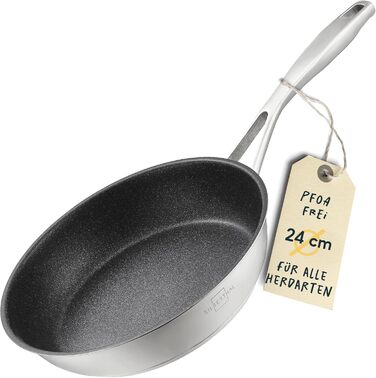 Silberthal Induction Nonstick Fry Pan - 24cm Stainless Steel - Compatible with All Cooktops & Oven Safe