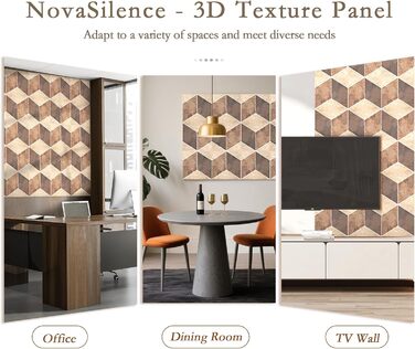 Акустичні панелі JBER для стін самоклеючі, звукопоглинаючі 3D-панелі з мармуровою текстурою для студії, офісу та дому, 30×30×1 см, 12 шт (Гексагон)