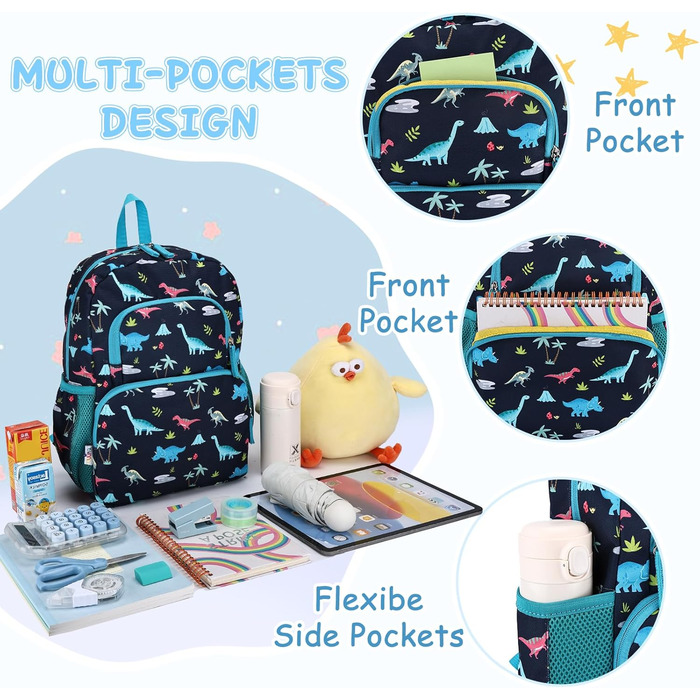 Дитячий рюкзак RAVUO для дівчаток та хлопчиків, шкільний рюкзак з нагрудним ременем, рюкзак для дітей 3-8 років, рюкзак у формі єдинорога/динозавра, для дошкільного віку та 1 класу
