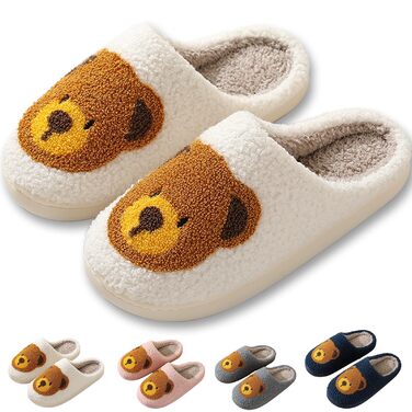 Тапочки домішки жіночі та чоловічі, м'які, плюшеві, ретро, теплі, зручні, з антиковзким покриттям, білий, Bär104, 36/37 EU