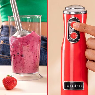 Блендер Cecotec Stabmixer Power RetroRed 1200MAX Cream&Crush: 1200 Вт, CrossBlades, 2 швидкості, комплект аксесуарів