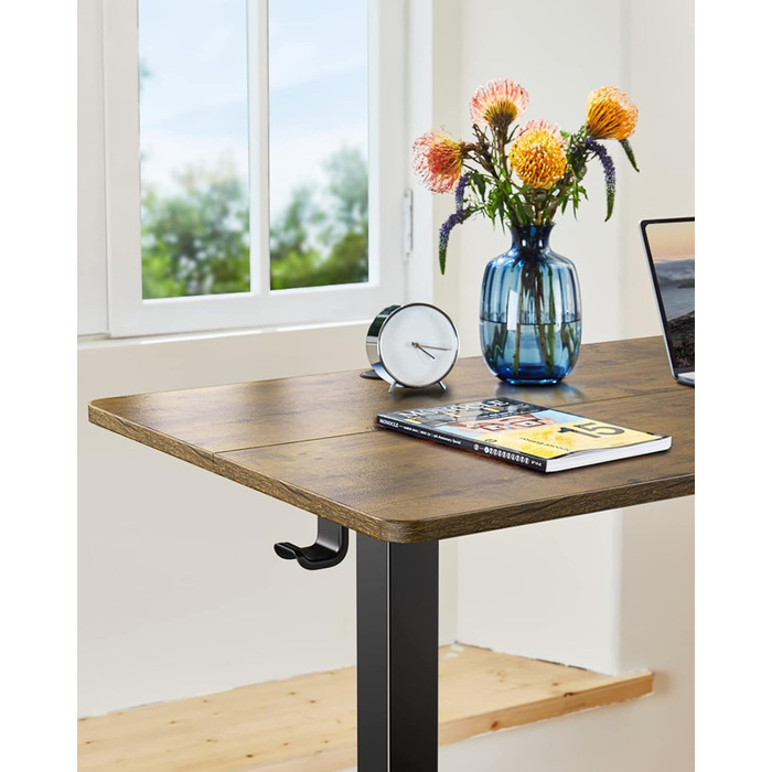 ErGear Electric Standing Desk 100x60cm - Vintage Wood Finish, Memory Height Adjustment for Home Office & Desk Connector Plate