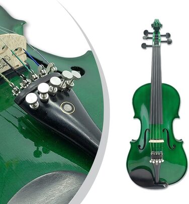 Електрична скрипка з 5 струнами, кленова та ялицева деревина, акустична скрипка, ебонітові фурнітури, 4/4, блакитний (зелений) колір