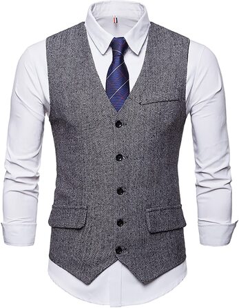 Жилет чоловічий RONGKI Showu з паєтками, Slim Fit, для вечірки, весілля, ділового стилю, елегантний, в стилі блейзера (XXL, візерунок 'єлочка', чорний/білий)