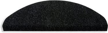 Casa Pura Non-Slip Stair Treads - 15 Piece Set - Adhesive Backed, Round Edge - Indoor Stair Carpet - Anthracite Grey
