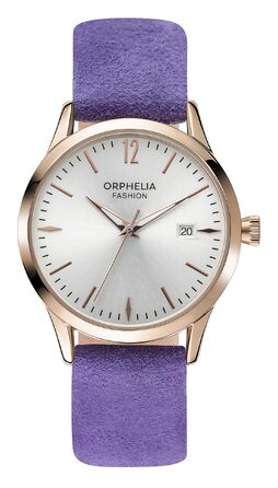 Жіночий аналоговий кварцовий годинник Orphelia Fashion Suede зі шкіряним ремінцем (Фіолетовий)