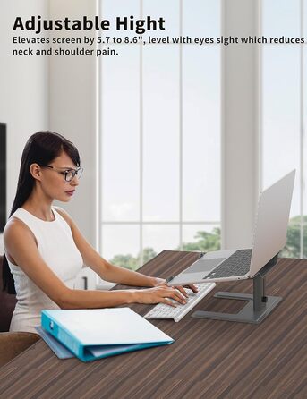 Підставка для ноутбука ALASHI, регульована висота, ергономічна, металева, чорна (C-Gray), 10-15.6 дюймів