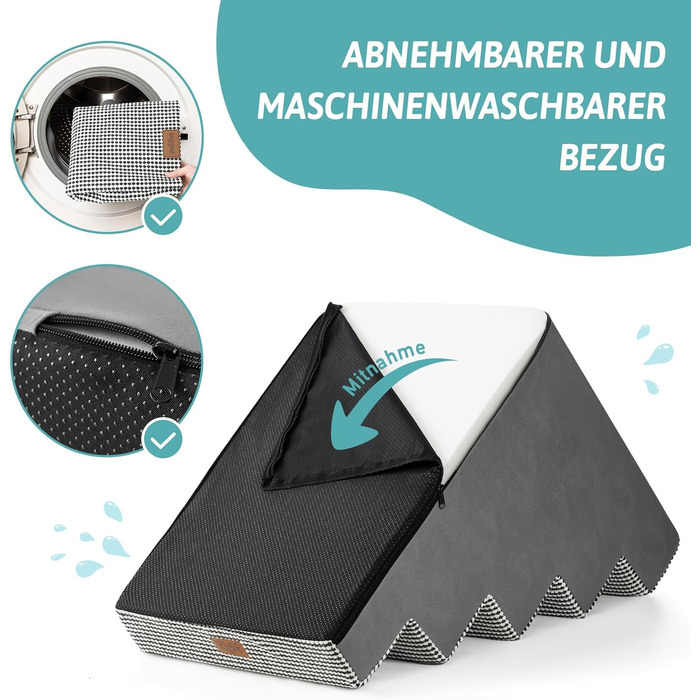 COZY KISS Dog Stairs for Small Dogs, Wide Steps Pet Stairs for Bed Couch Car, 60cm High High-Density Foam Cat Stairs with Removable Cover (7x0x60cm, ) (Black & White, 5, 75x50x60cm)