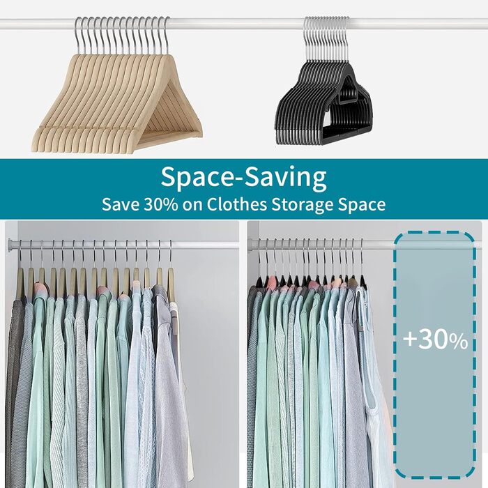 20 шт. Плечі для одягу з неслизьким покриттям, обертаються на 360°, товщина 0,5 см, довжина 42 см, для пальто, суконь, сорочок, APY03G (Чорний + Срібло)