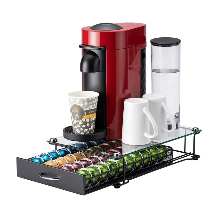 Підставка для капсул Nespresso Vertuo (40 шт) з прозорим склом для шафи, органайзер для кухні з ручкою