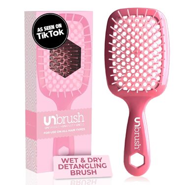 Щітка для волосся FHI Heat UNbrush – безболісне розчісування всіх типів волосся (мокрого та сухого), DuoFlex-щітинки, легка, вентильована, блакитний (рожевий, темно-рожевий)