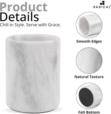 Radicaln Marble Wine Cooler Oceanic 16.5cm - Handcrafted Drink Chiller for Bar Accessories, Wine & Champagne Cooler - Wine Bottle Holder for Bar Decor