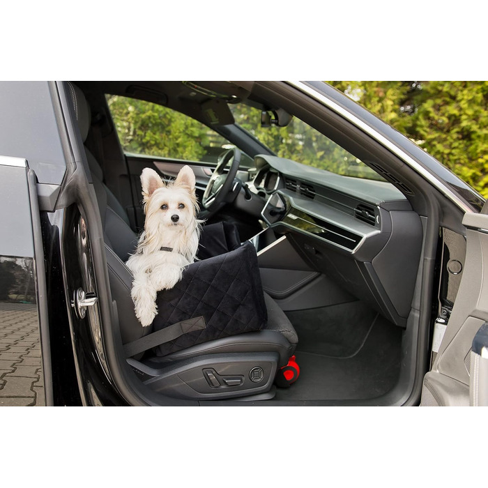 Автокрісло для собак та котів | Чорний велюр, розмір L (57x50 см) | Зручне автоліжко для тварин